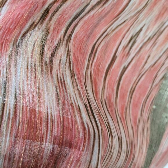 Chicos Vest sz S (0) Sheer Python Flowy sleeveless Champagne Sequin Peach Stripe - Picture 7 of 11